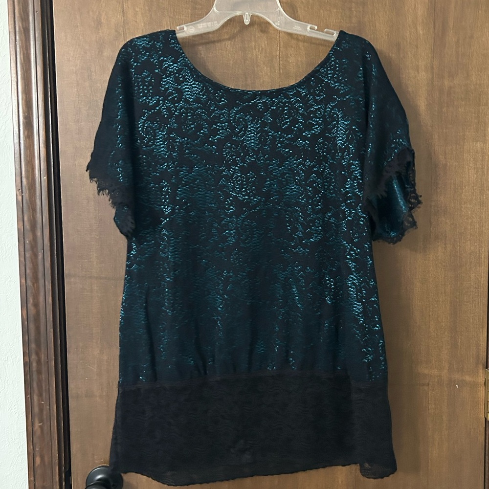 Maurices Teal and Black Lace Top